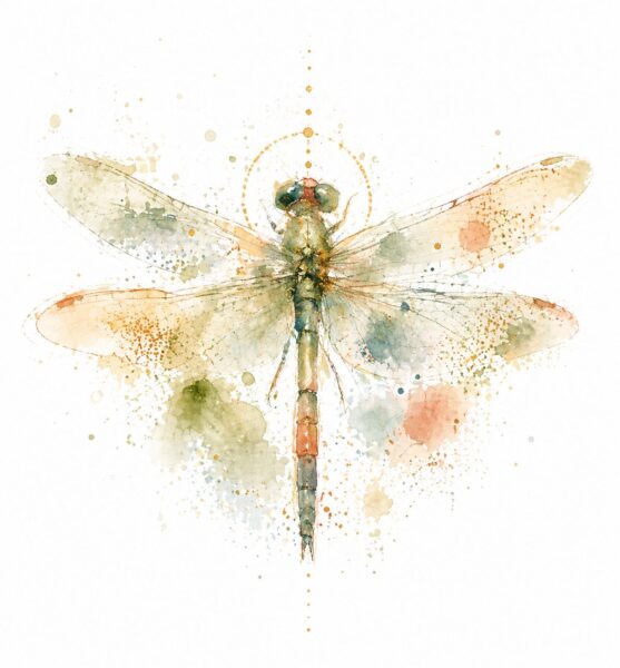 Watercolor wash dragonfly